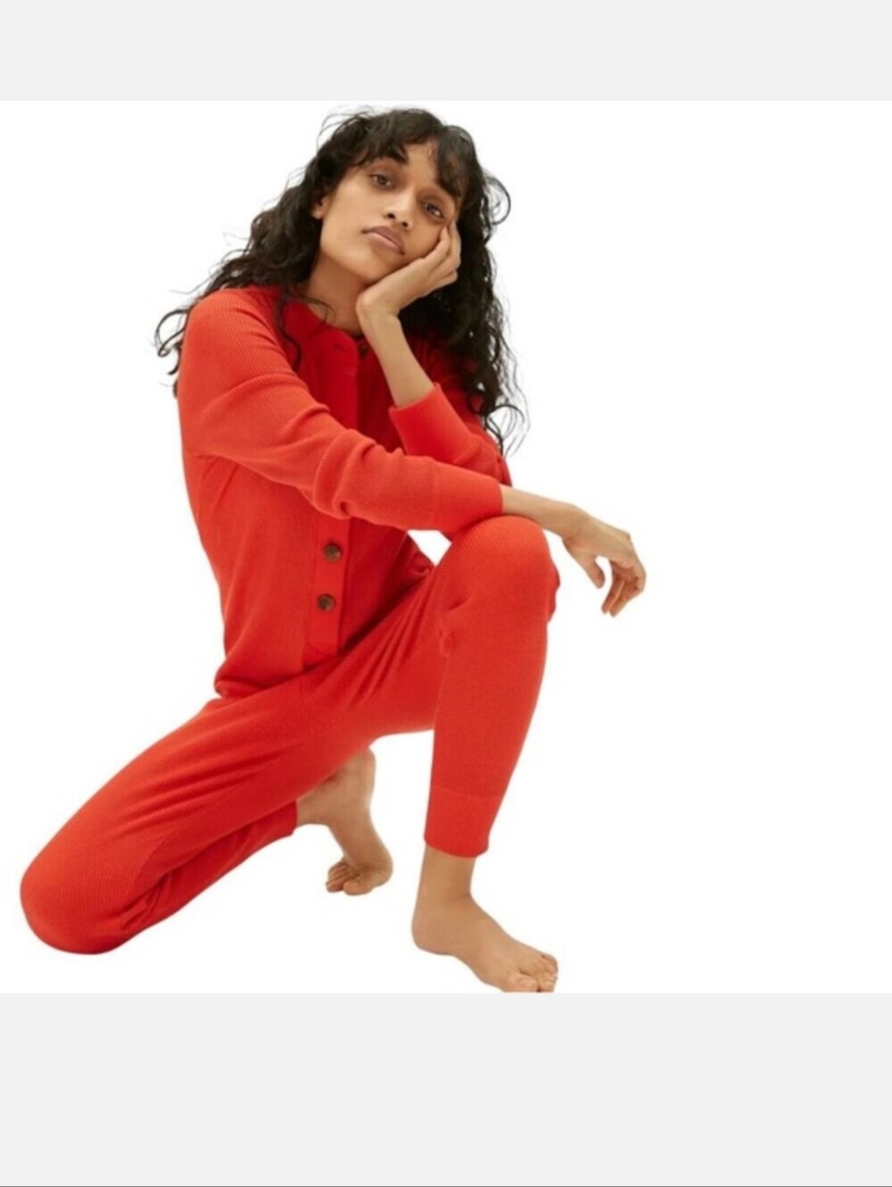 Everlane Red Currant Waffle Onesie Large
